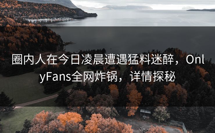 圈内人在今日凌晨遭遇猛料迷醉，OnlyFans全网炸锅，详情探秘