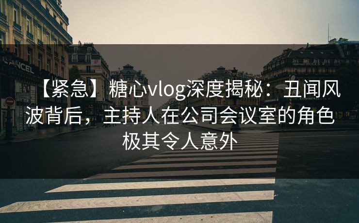 【紧急】糖心vlog深度揭秘:丑闻风波背后,主持人在公司会议室的角色极其令人意外 【紧急】糖心vlog深度揭秘:丑闻风波背后,主持人在公司会议室的角色极其令人意外