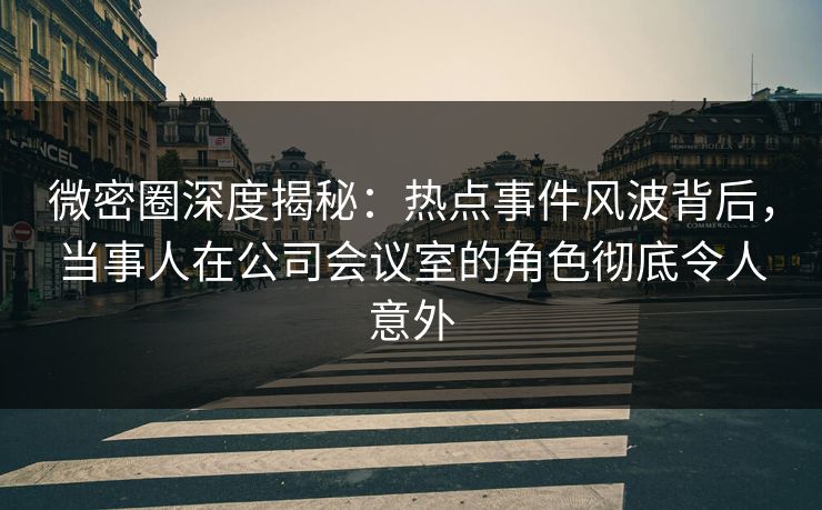 微密圈深度揭秘：热点事件风波背后，当事人在公司会议室的角色彻底令人意外