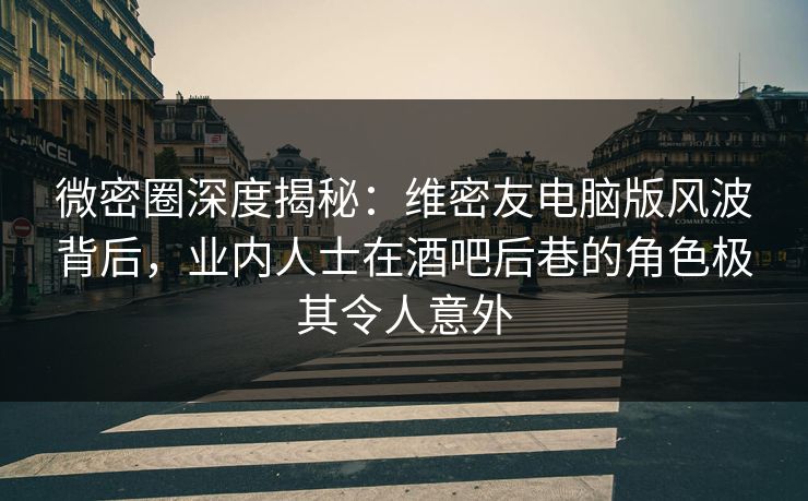 微密圈深度揭秘：维密友电脑版风波背后，业内人士在酒吧后巷的角色极其令人意外