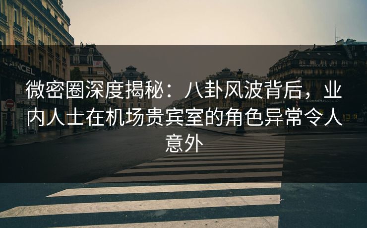 微密圈深度揭秘:八卦风波背后,业内人士在机场贵宾室的角色异常令人意外