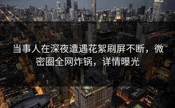 当事人在深夜遭遇花絮刷屏不断，微密圈全网炸锅，详情曝光