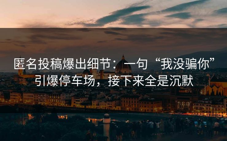 匿名投稿爆出细节：一句“我没骗你”引爆停车场，接下来全是沉默
