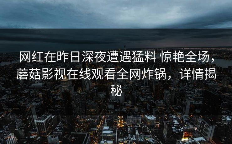网红在昨日深夜遭遇猛料 惊艳全场，蘑菇影视在线观看全网炸锅，详情揭秘